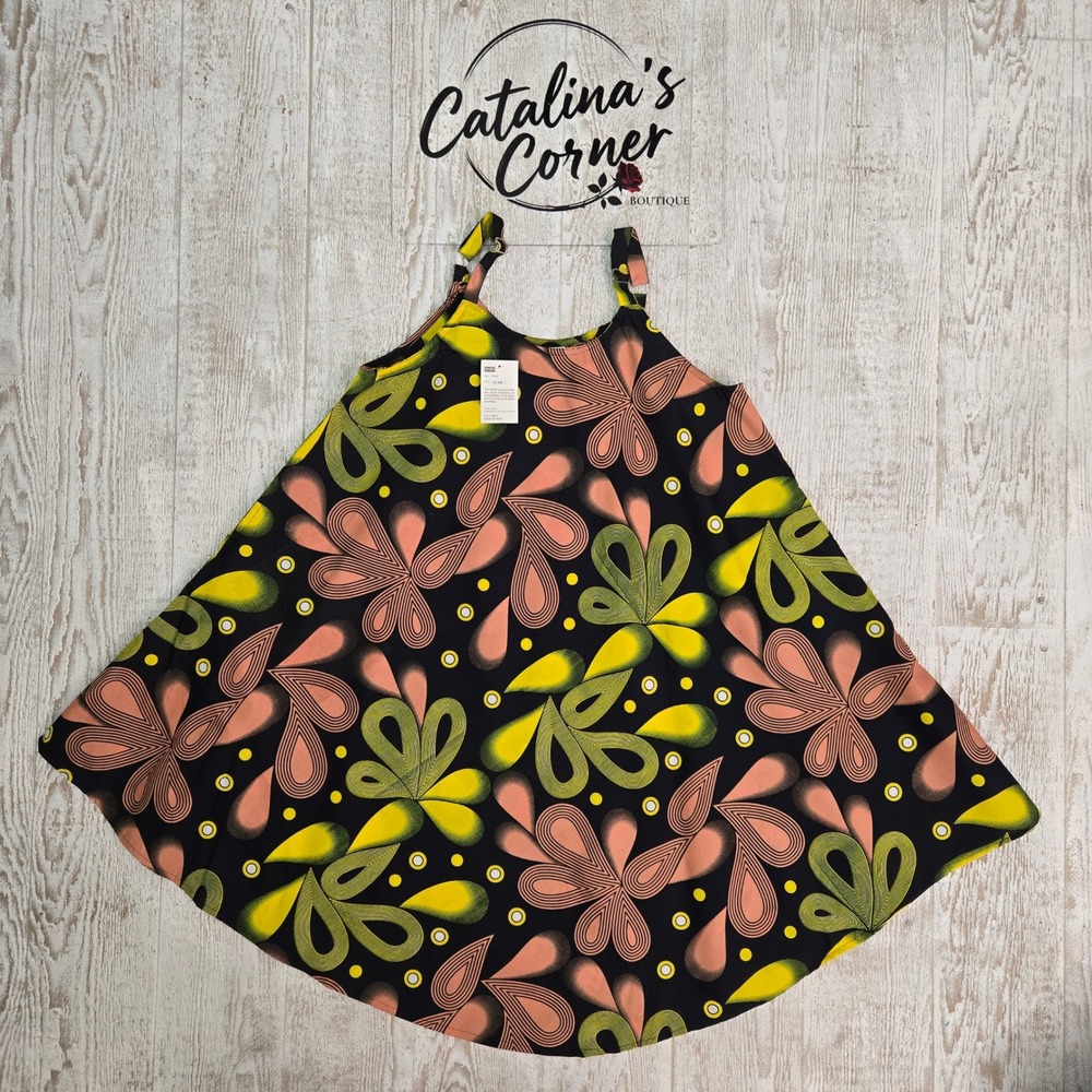 Jackpot Floral Print Cotton Tank Top Adjustable Straps Black One Size Bohemian